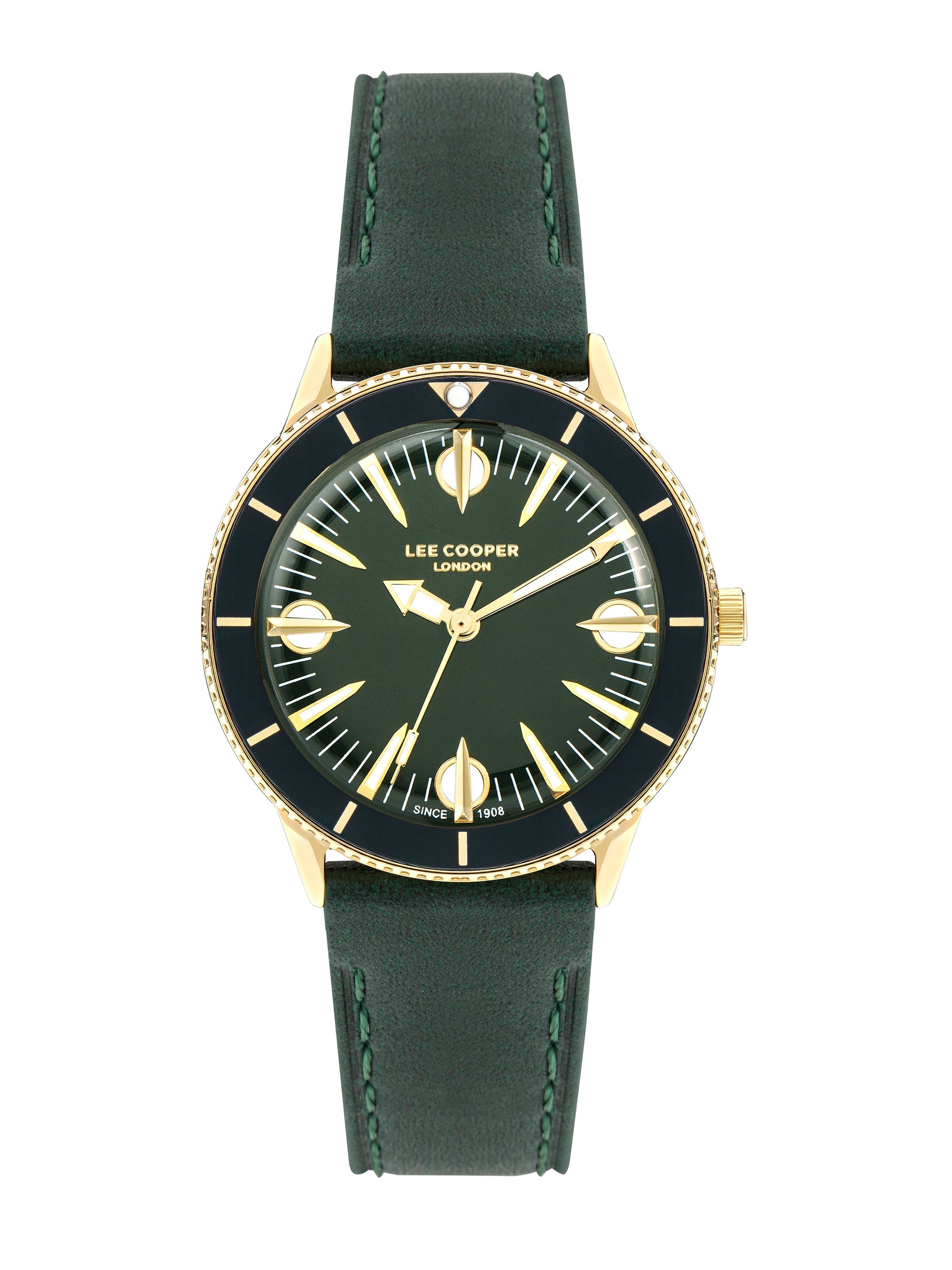 Lee Cooper LC07932.177 women's 36mm watch with green dial and green leather strap