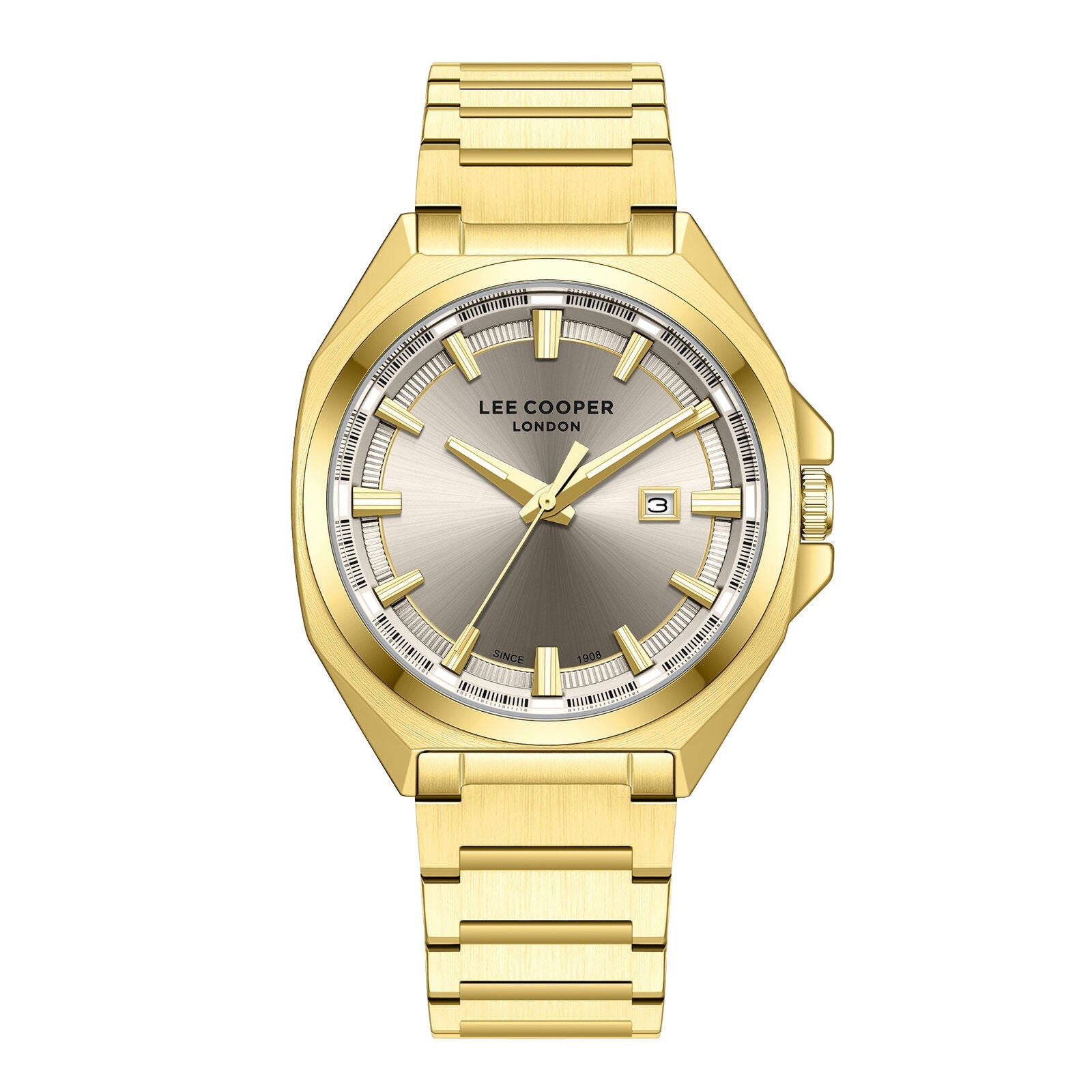 Lee Cooper Oswin gold watch with beige dial and date window