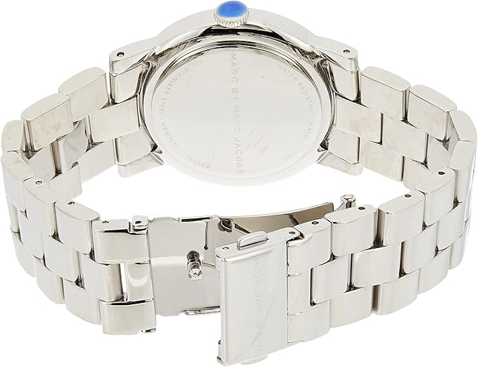 Caseback detail of Marc By Marc Jacobs Amy steel watch