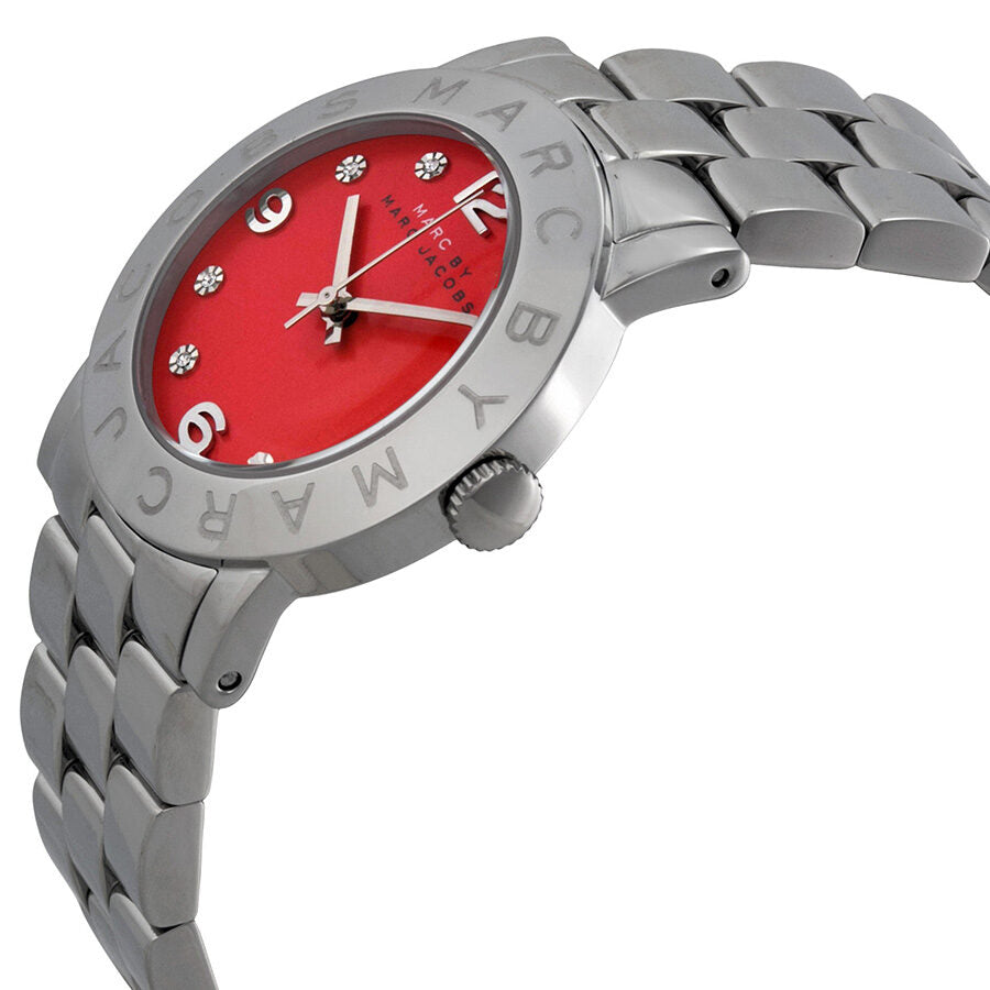 Marc By Marc Jacobs Amy Red Dial Silver Tone Watch - MBM3302