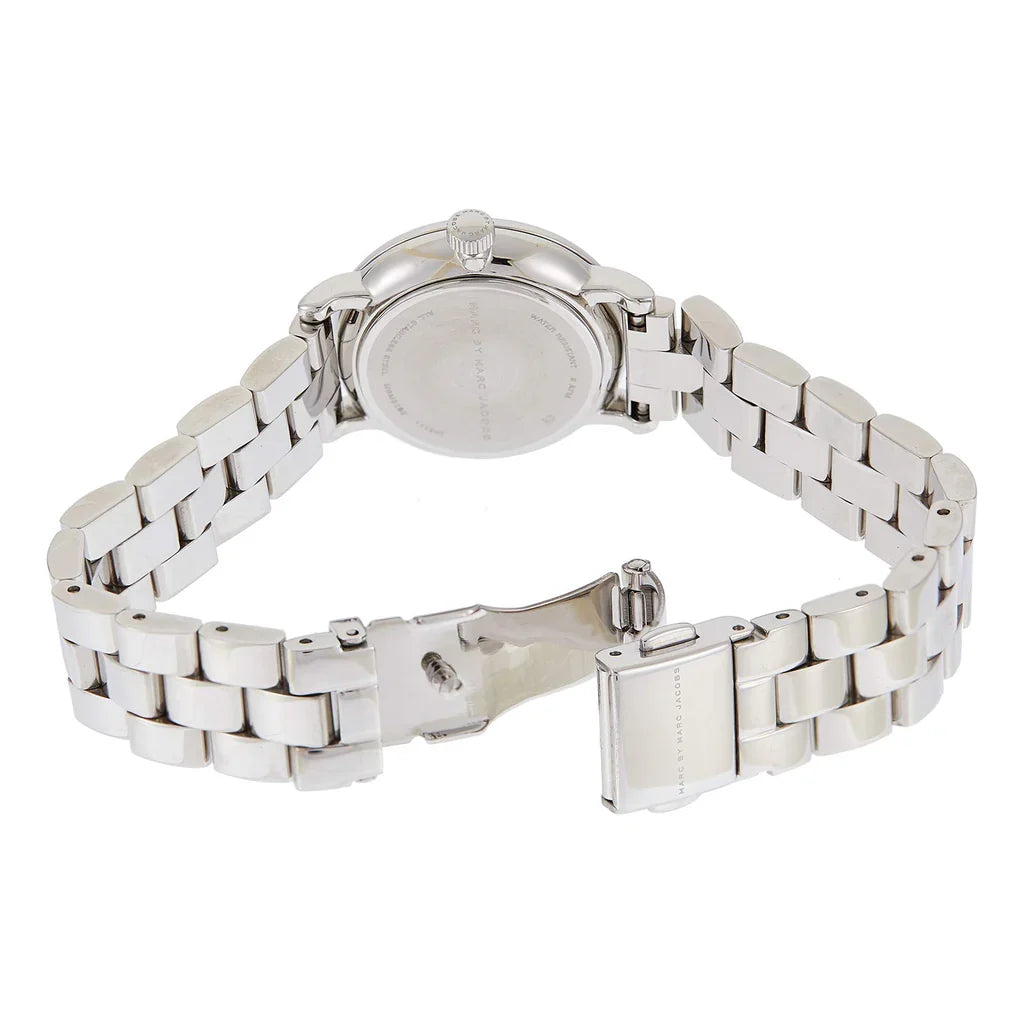 Marc By Marc Jacobs Baker watch caseback showing glass and mechanism