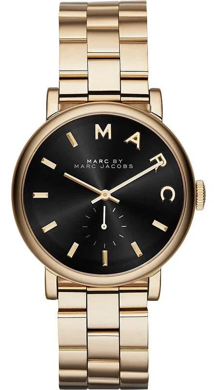 Marc By Marc Jacobs Baker Black Dial Gold Tone Watch - MBM3355