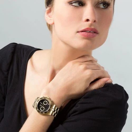 Marc By Marc Jacobs Blade Chronograph Black Dial Gold Tone Watch - MBM3309