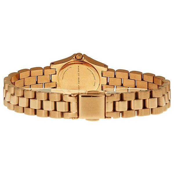 Case back view of Marc by Marc Jacobs Henry Dinky rose gold watch