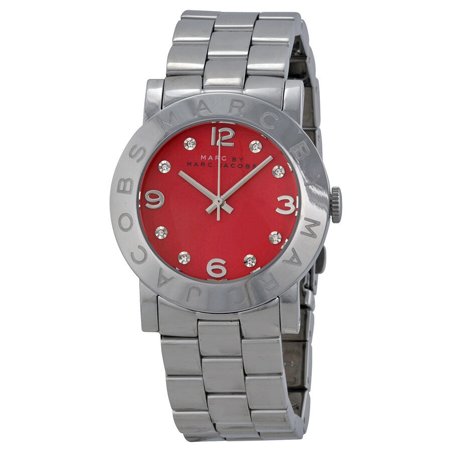 Marc By Marc Jacobs Red Dial Stainless Steel Ladies Amy Watch MBM3302 - Watches of New Zealand