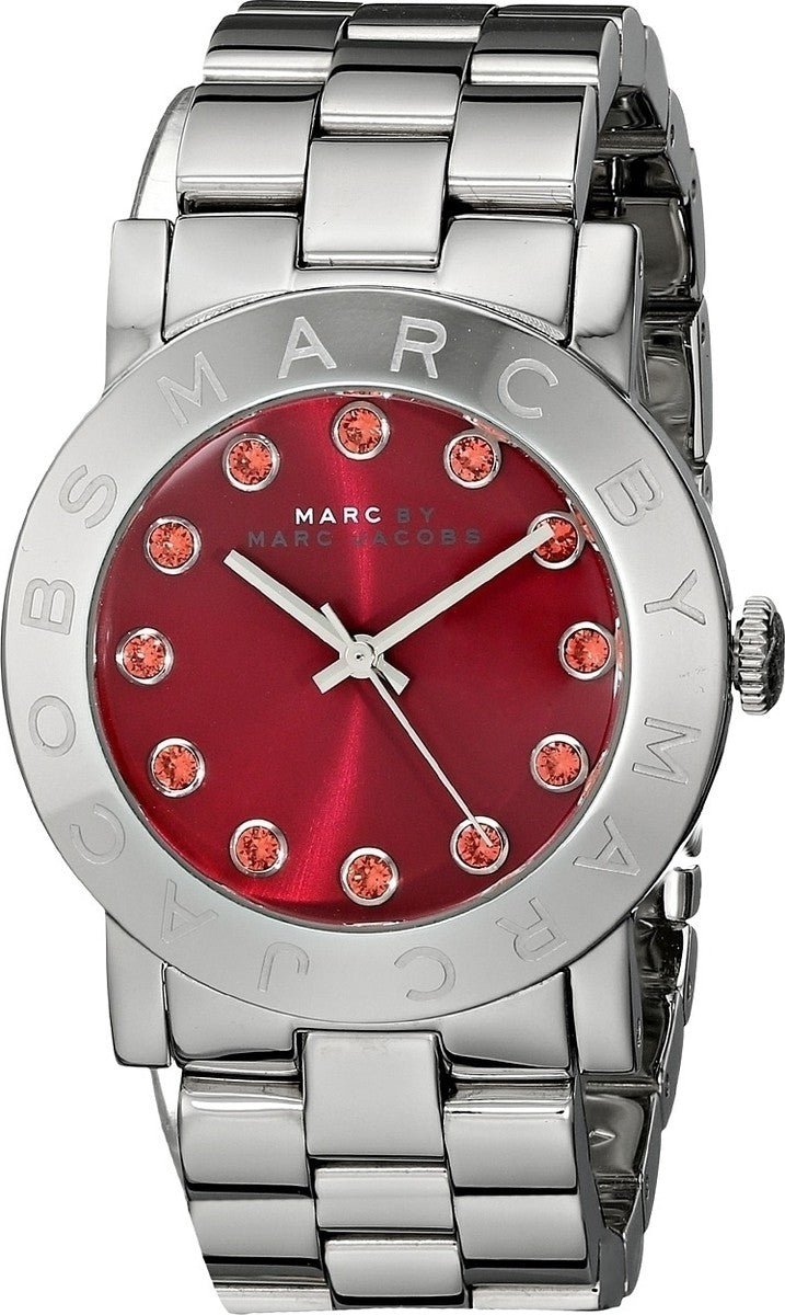 Marc Jacobs Amy Red Dial Silver Steel Strap Women Watch - MBM3335