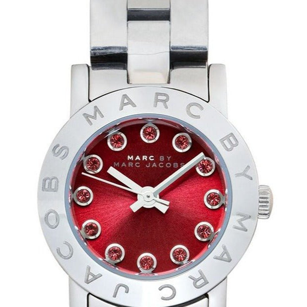 Marc Jacobs Amy Red Dial Silver Steel Strap Women Watch - MBM3335