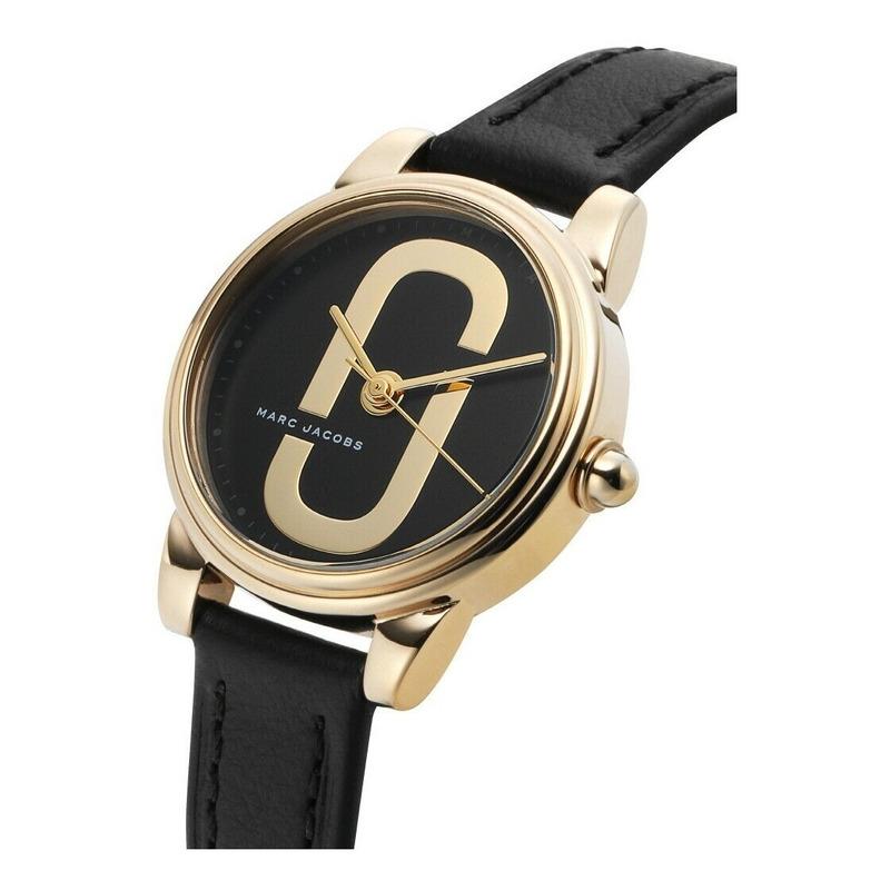 Marc Jacobs Corie Black Dial Black Leather Strap Women Watch - MJ1580