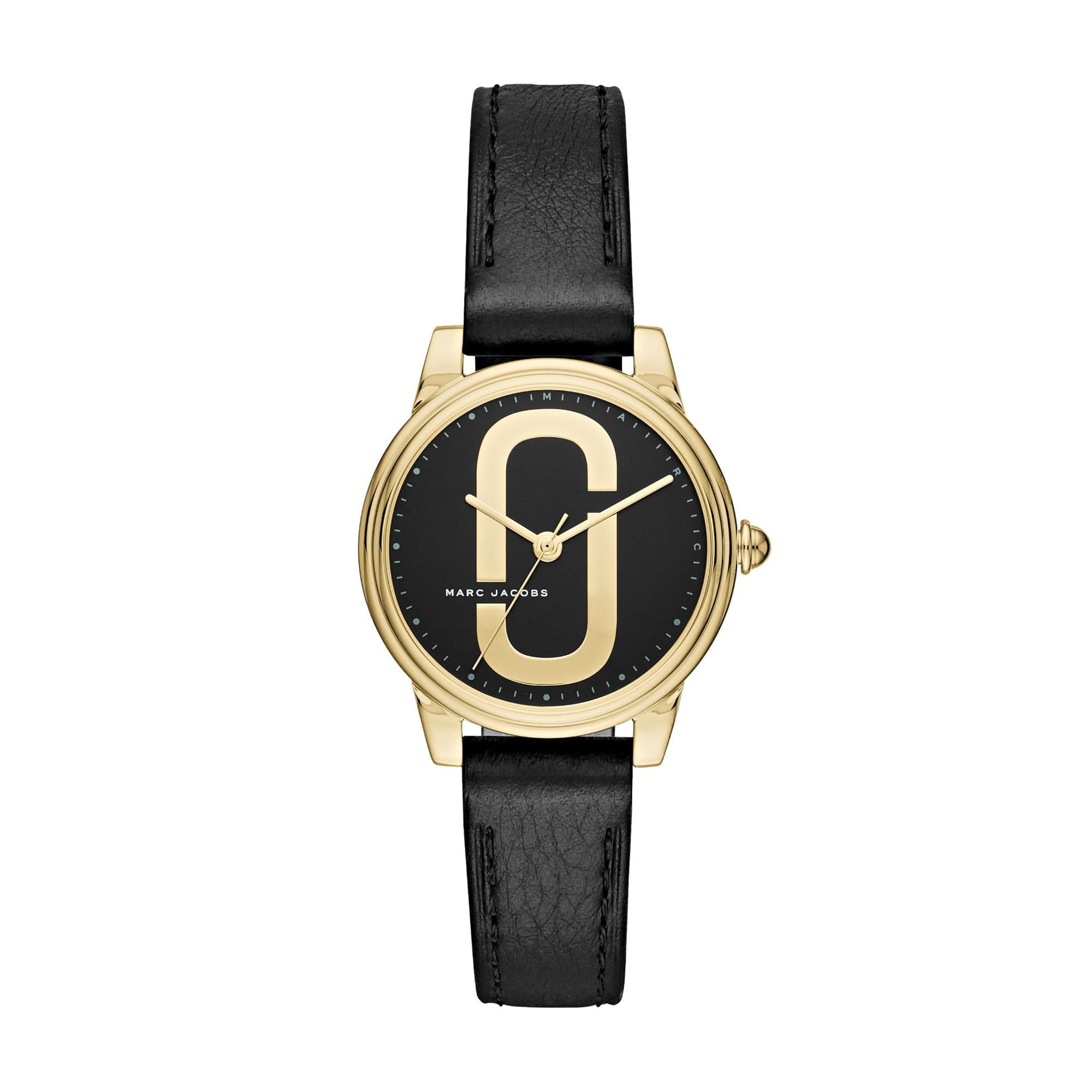 Marc Jacobs Corie Black Dial Black Leather Strap Women Watch - MJ1580