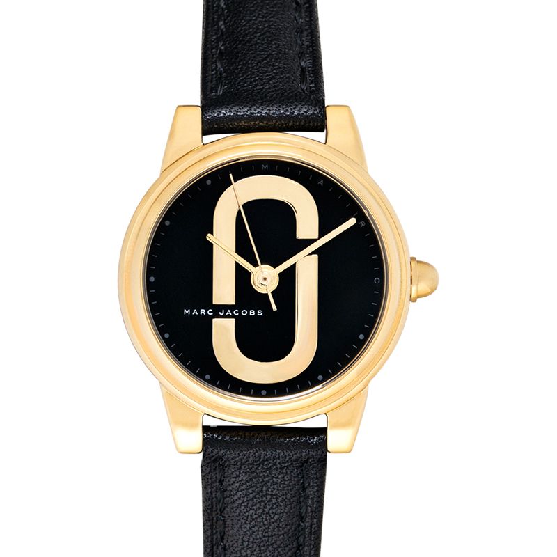 Marc Jacobs Corie Black Dial Black Leather Strap Women Watch - MJ1580