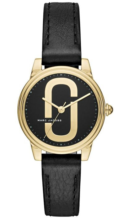 Marc Jacobs Corie Black Dial Black Leather Strap Women Watch - MJ1580