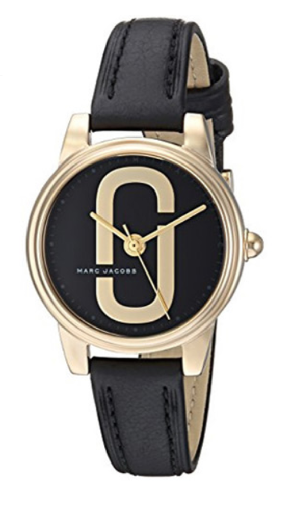 Marc Jacobs Corie Black Dial Black Leather Strap Women Watch - MJ1580