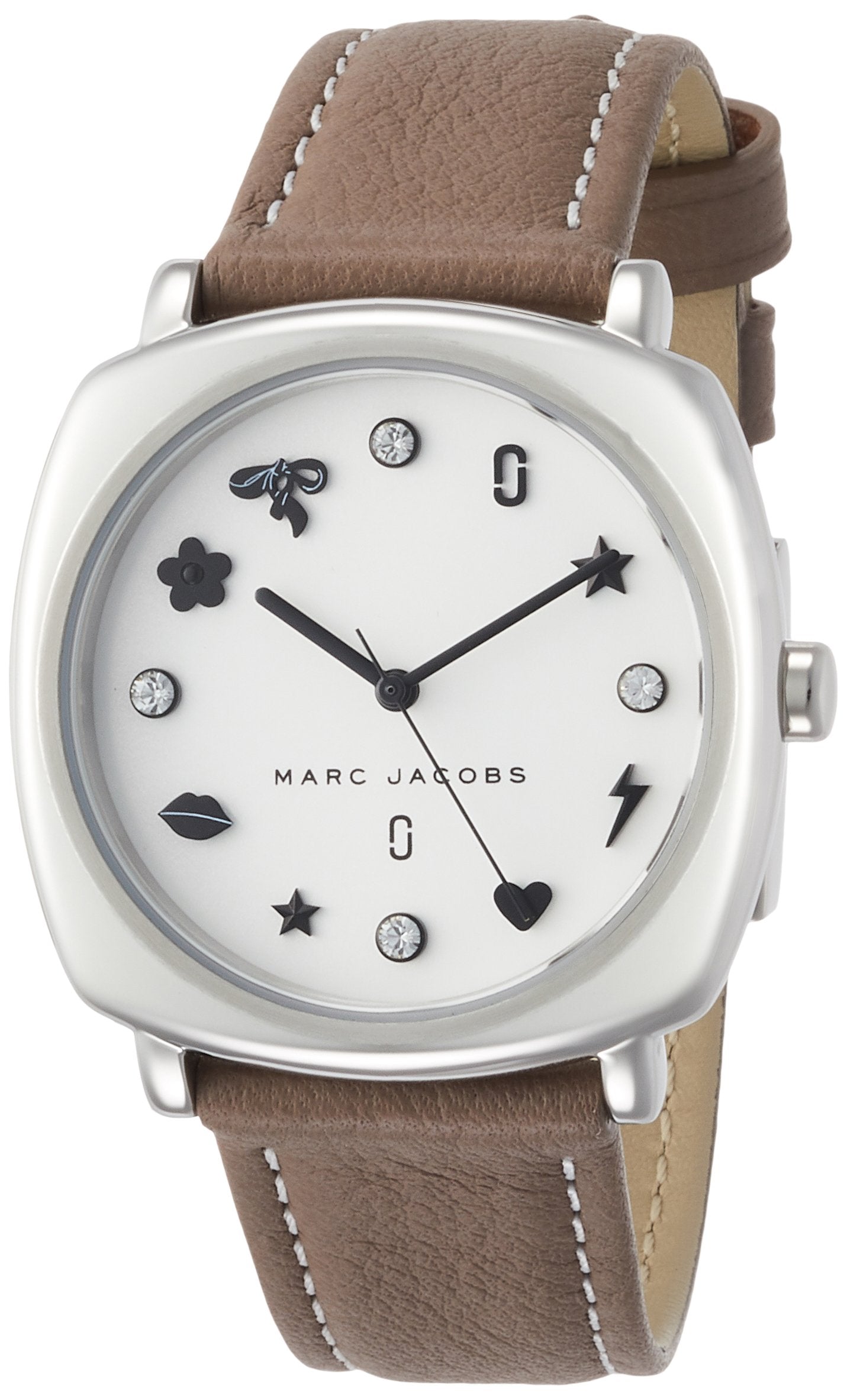 Marc Jacobs Mandy Silver Dial Brown Leather Strap Women Watch - MJ1563
