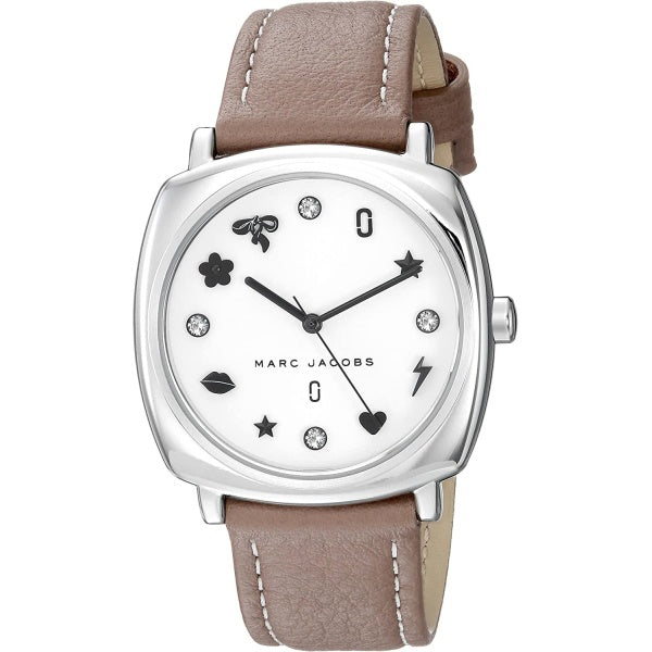 Marc Jacobs Mandy Silver Dial Brown Leather Strap Women Watch - MJ1563