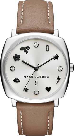 Marc Jacobs Mandy Silver Dial Brown Leather Strap Women Watch - MJ1563