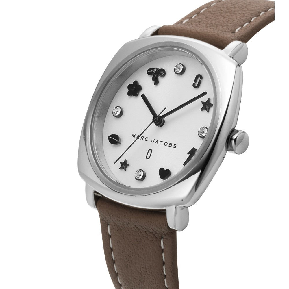 Marc Jacobs Mandy Silver Dial Brown Leather Strap Women Watch - MJ1563