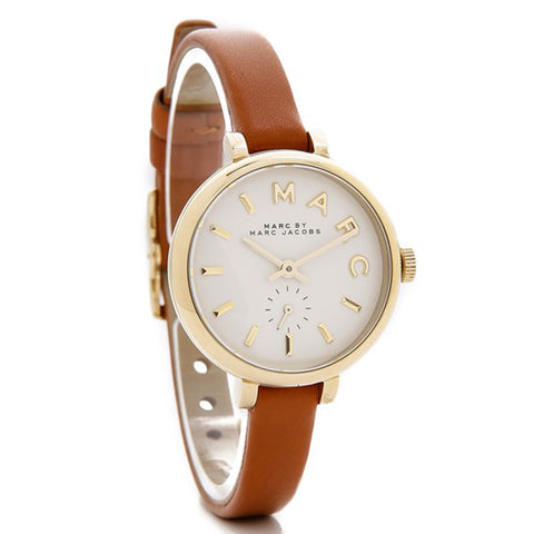 Marc By Marc Jacobs Sally White Dial Brown Leather Strap Women's Watch - MBM1351
