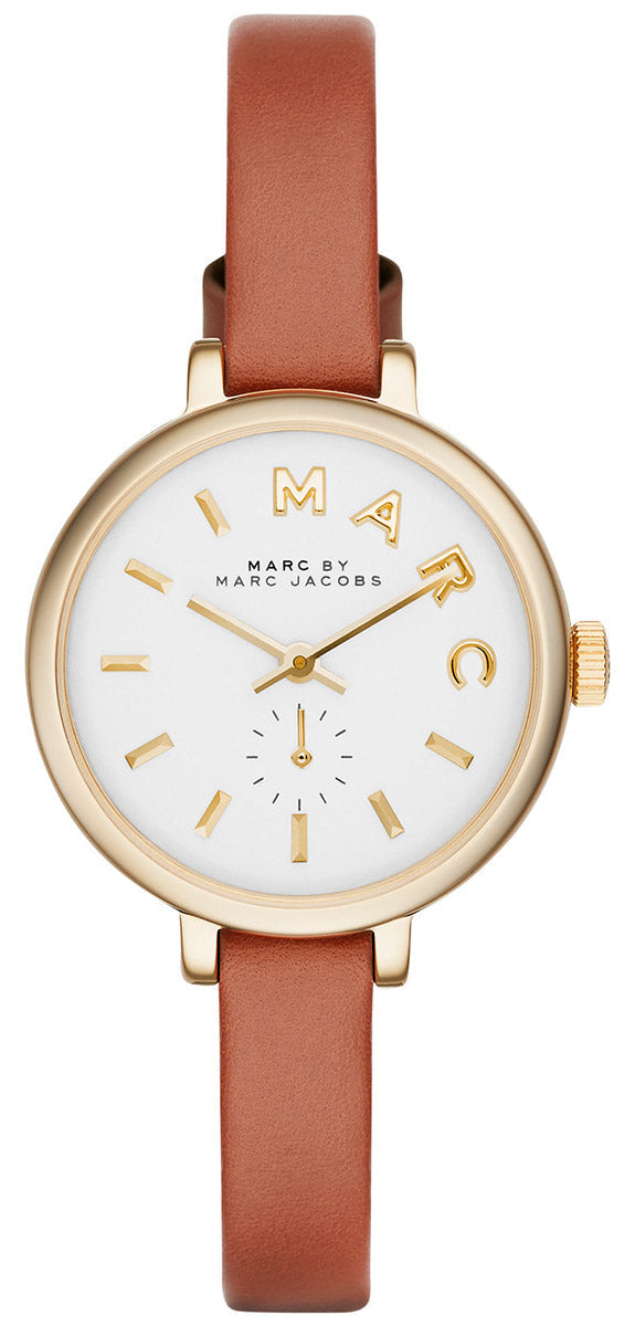 Marc By Marc Jacobs Sally White Dial Brown Leather Strap Women's Watch - MBM1351