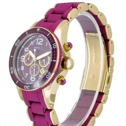 Marc Jacobs Rock Chronograph Purple Dial Purple Silicone Strap Women Watch - MBM2576