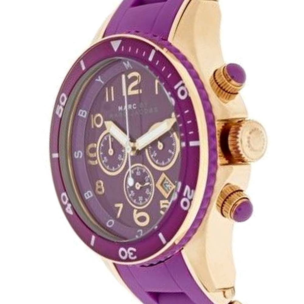 Marc Jacobs Rock Chronograph Purple Dial Purple Silicone Strap Women Watch - MBM2576
