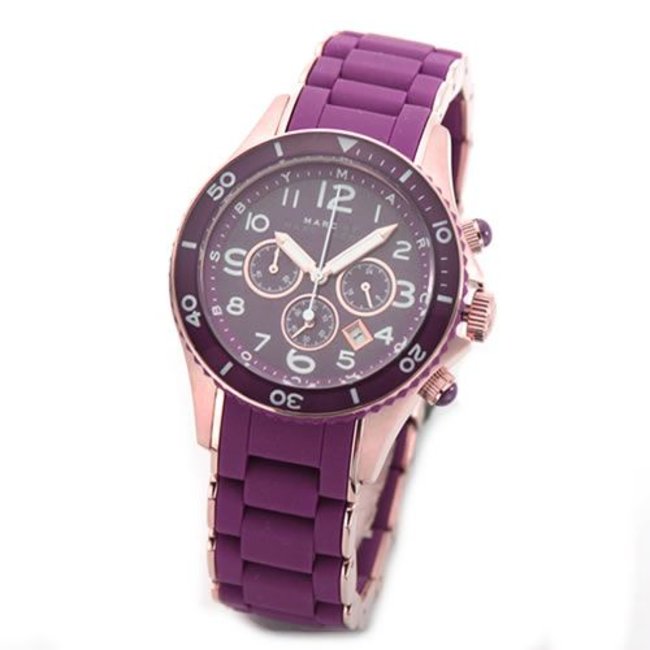 Marc Jacobs Rock Chronograph Purple Dial Purple Silicone Strap Women Watch - MBM2576