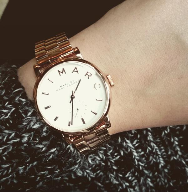 Marc By Marc Jacobs MBM3244 rose gold ladies watch on wrist with silver dial