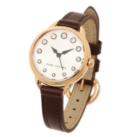 Marc Jacobs MJ1481 watch worn on wrist showing slim profile and strap