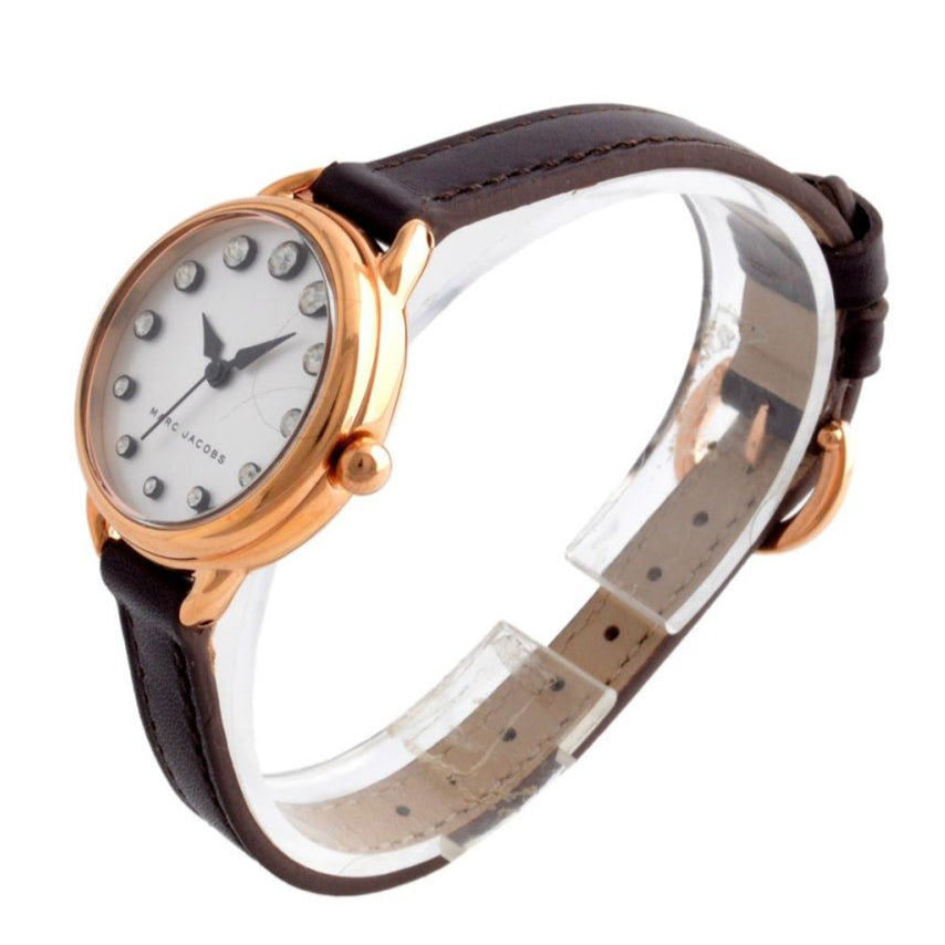 Marc Jacobs MJ1481 side profile showing thin case depth and leather strap