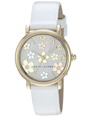 Marc Jacobs Roxy White Dial White Leather Strap Women Watch - MJ1607