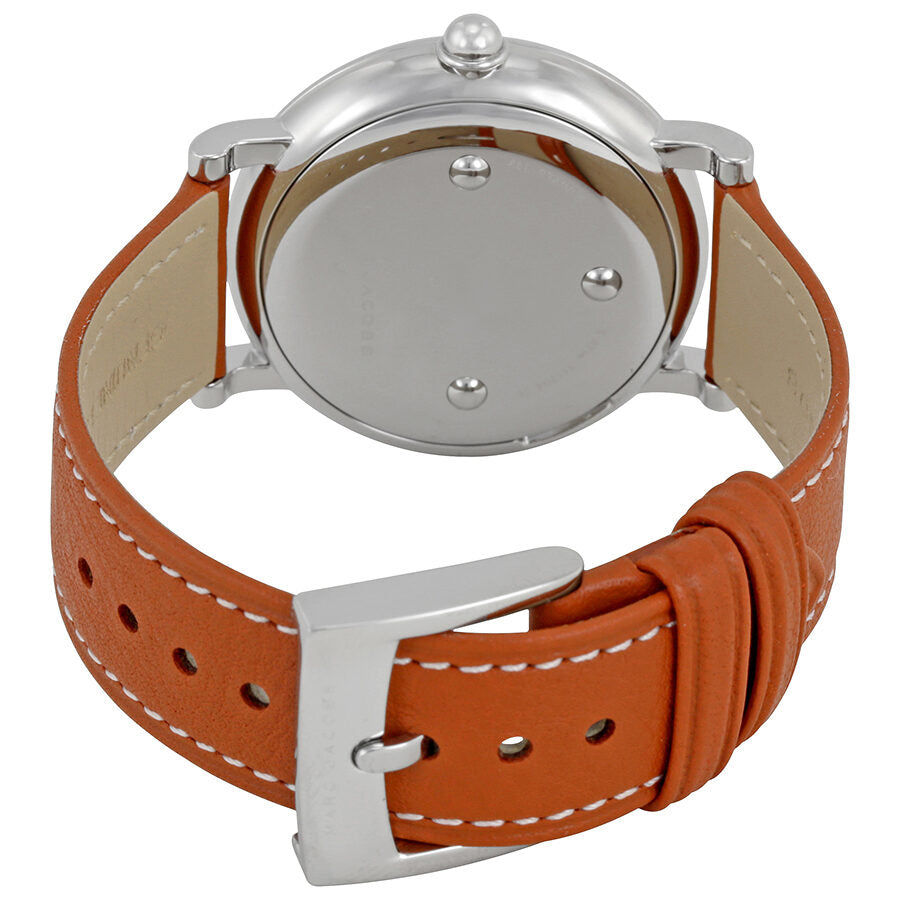 Marc Jacobs Roxy MJ1571 watch caseback and brown leather strap with buckle