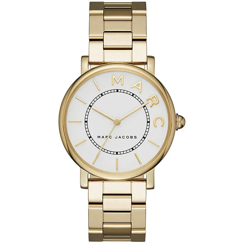 Marc Jacobs Roxy MJ3522 white dial gold steel watch front view
