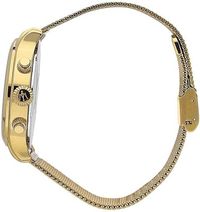 Maserati Epoca 42mm gold watch side profile showing case and gold mesh strap