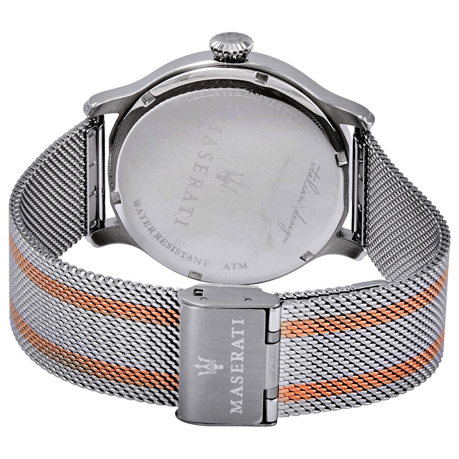 Maserati Epoca watch case back with engraved details and water resistance marking