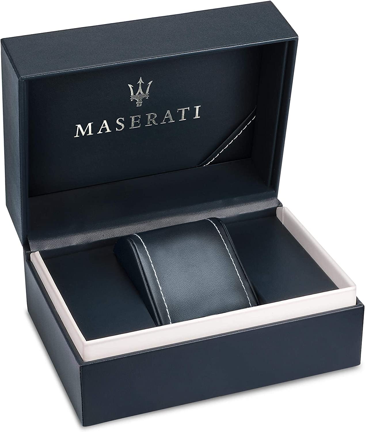 Maserati Epoca watch in black presentation box with trident logo