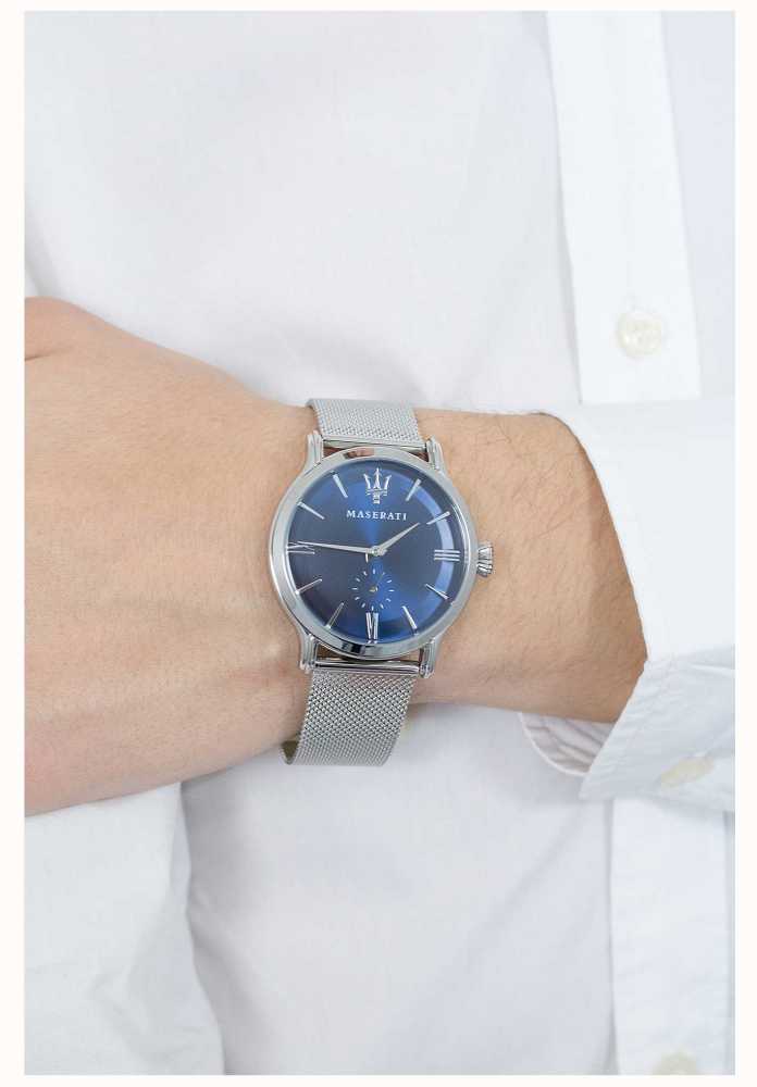 Maserati Epoca watch worn on wrist with white shirt sleeve visible