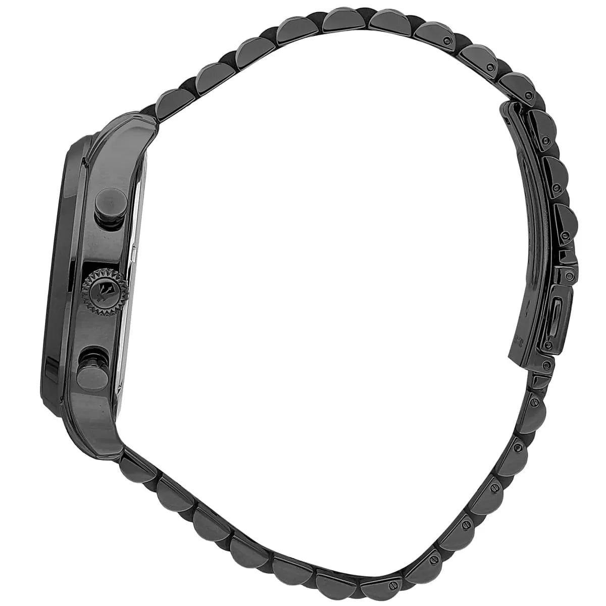 Maserati Epoca watch side view displaying case profile and metal band
