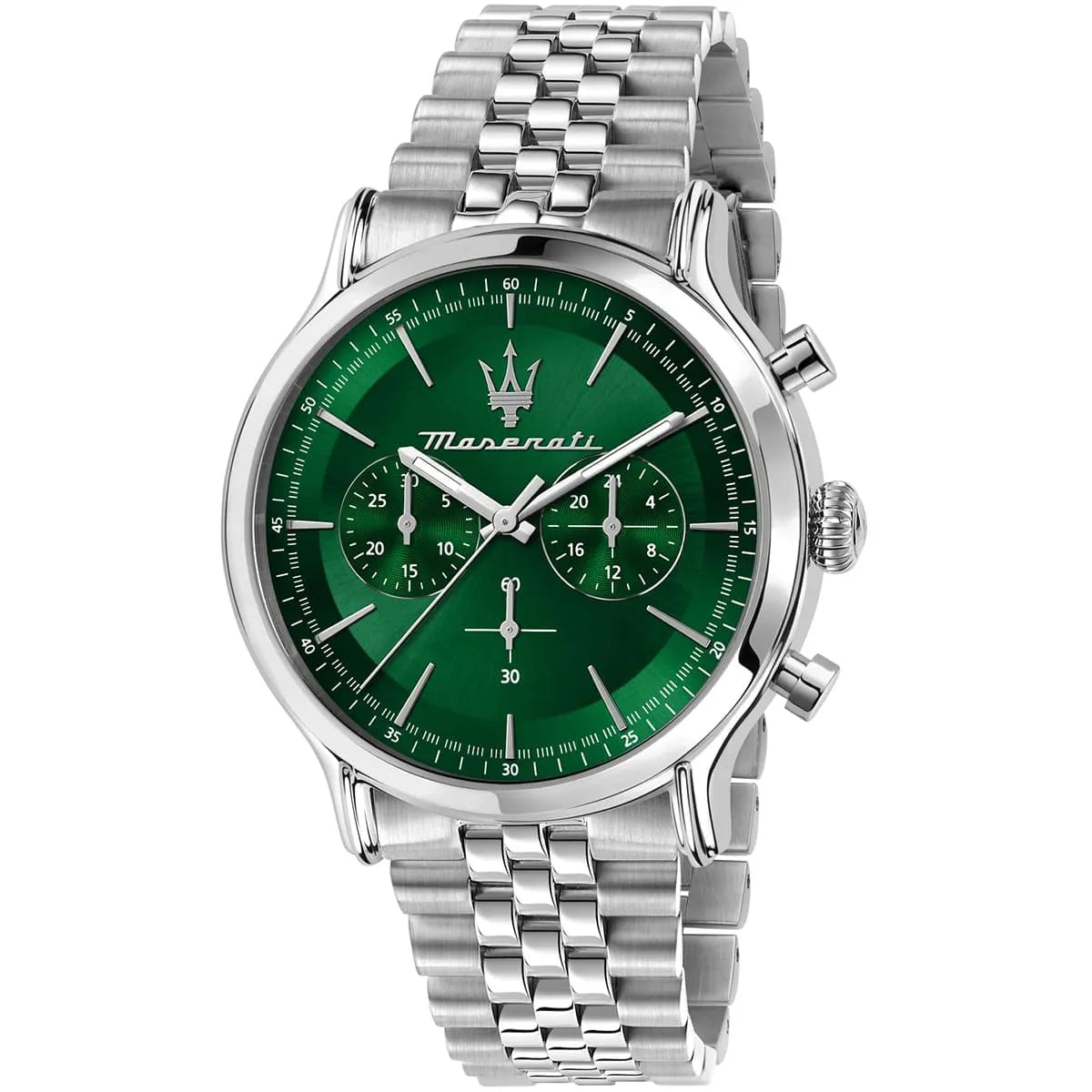 Maserati Epoca quartz chronograph men's watch with green dial and steel strap