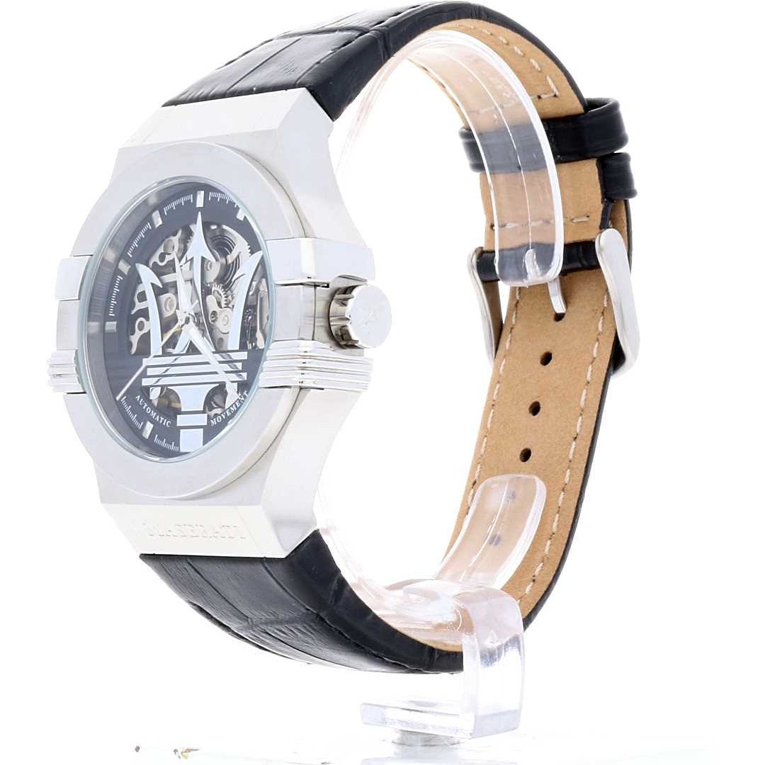 Maserati Potenza watch side view displaying leather strap and case profile