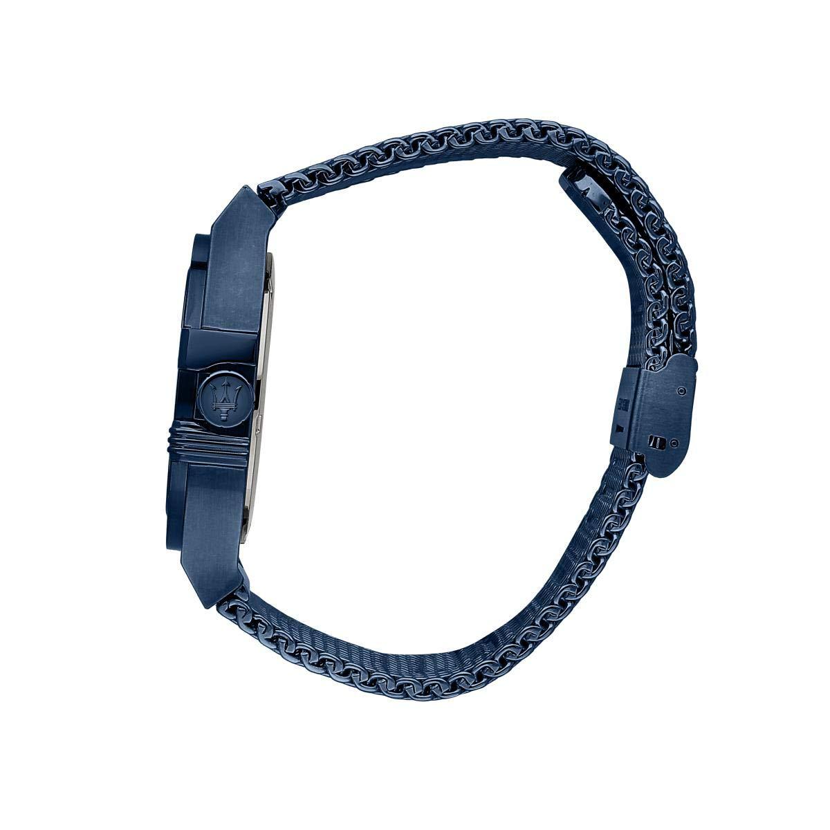 Blue mesh strap with integrated lugs and clasp closure