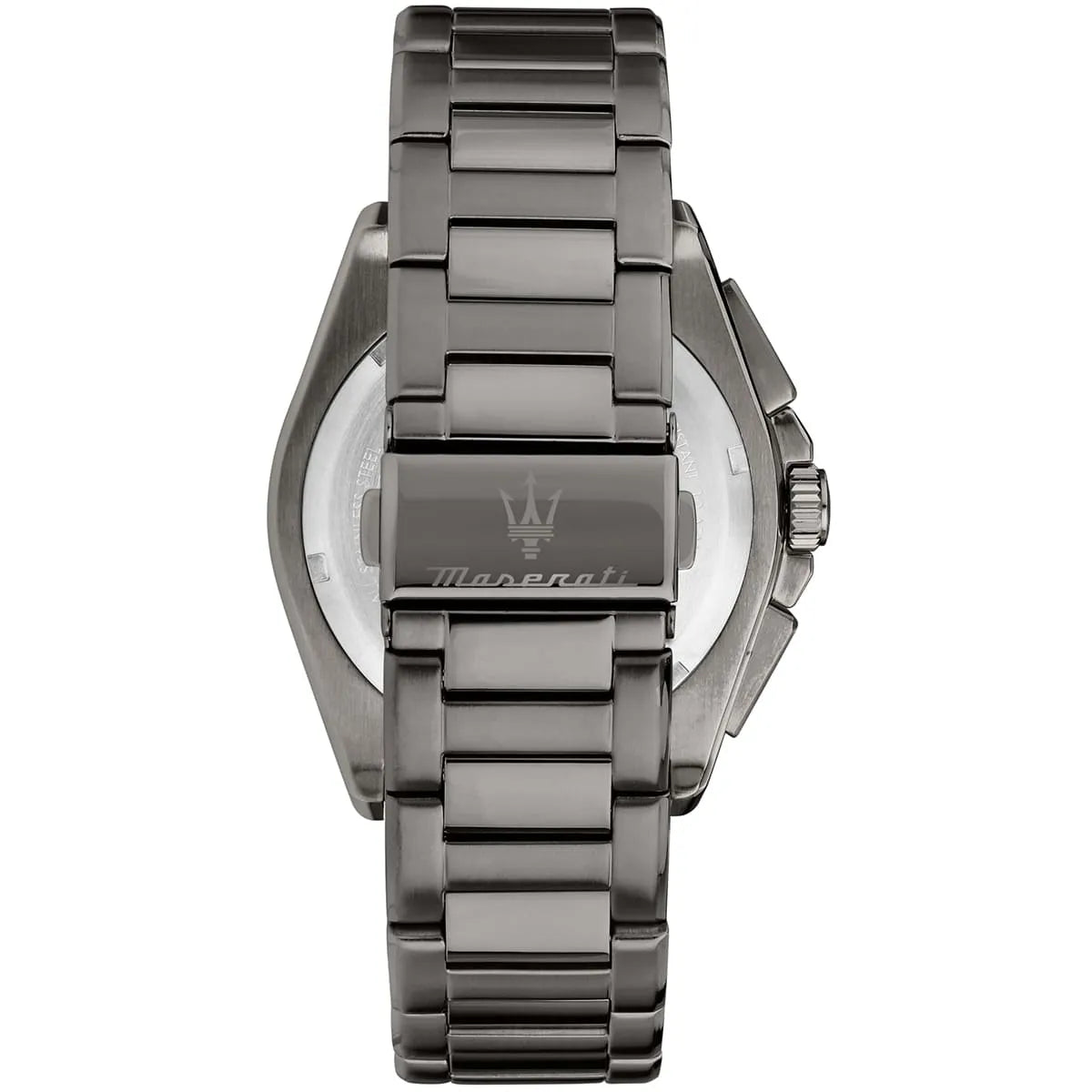 Maserati Velocità watch caseback showing engraved Maserati trident logo