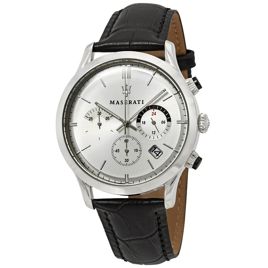 Maserati Ricordo Silver Dial Black Leather Men's Watch R8871633001