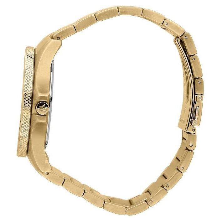 Side profile of Maserati Sfida showing gold bracelet and textured bezel