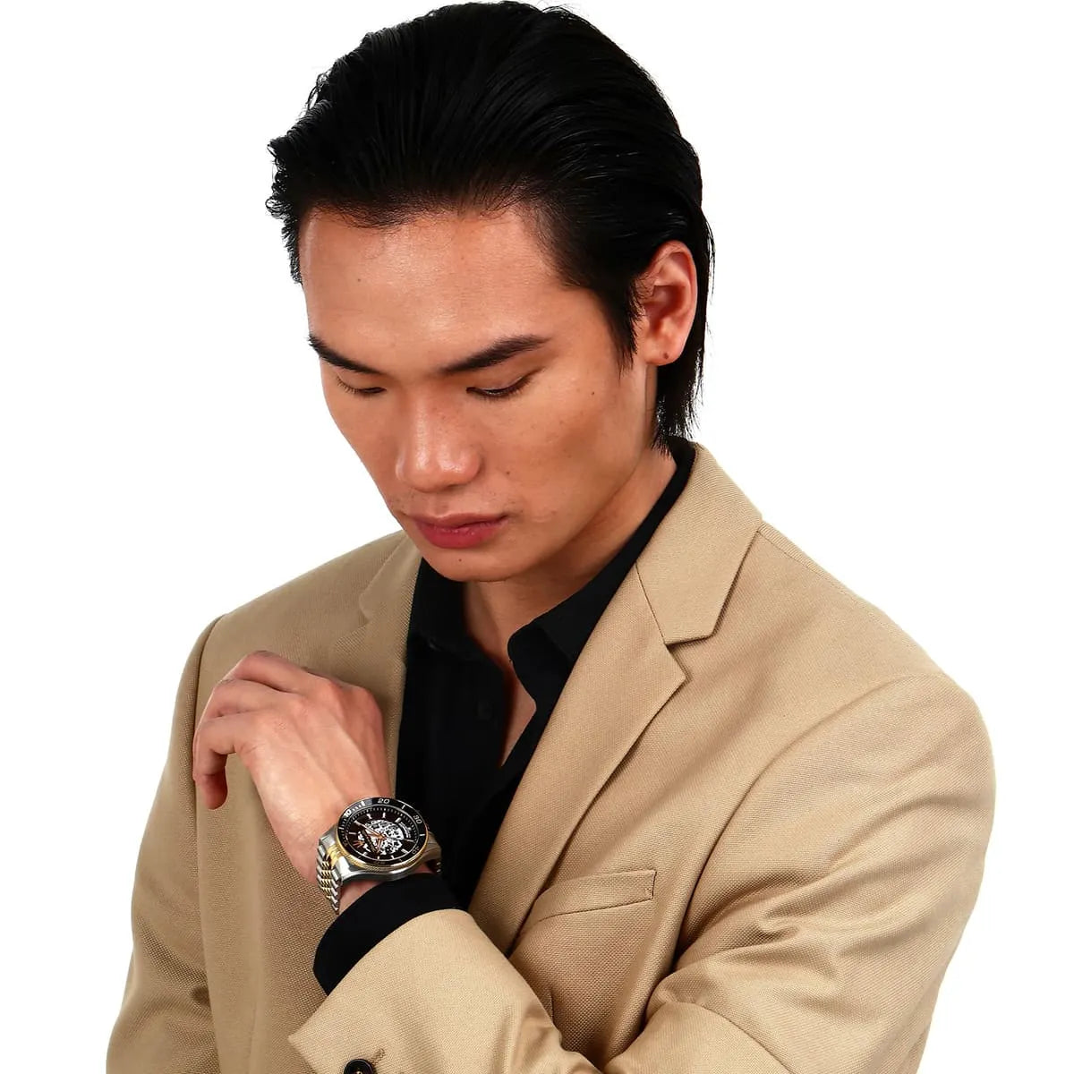 Maserati SFIDA automatic skeleton watch on wrist lifestyle shot