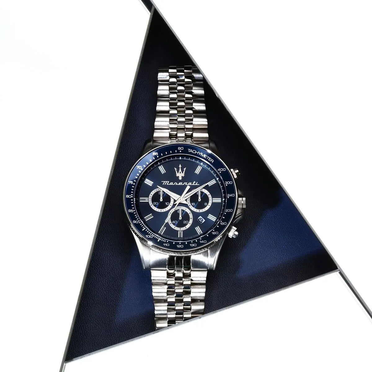 Maserati Sfida Sport watch with branded presentation fabric backdrop