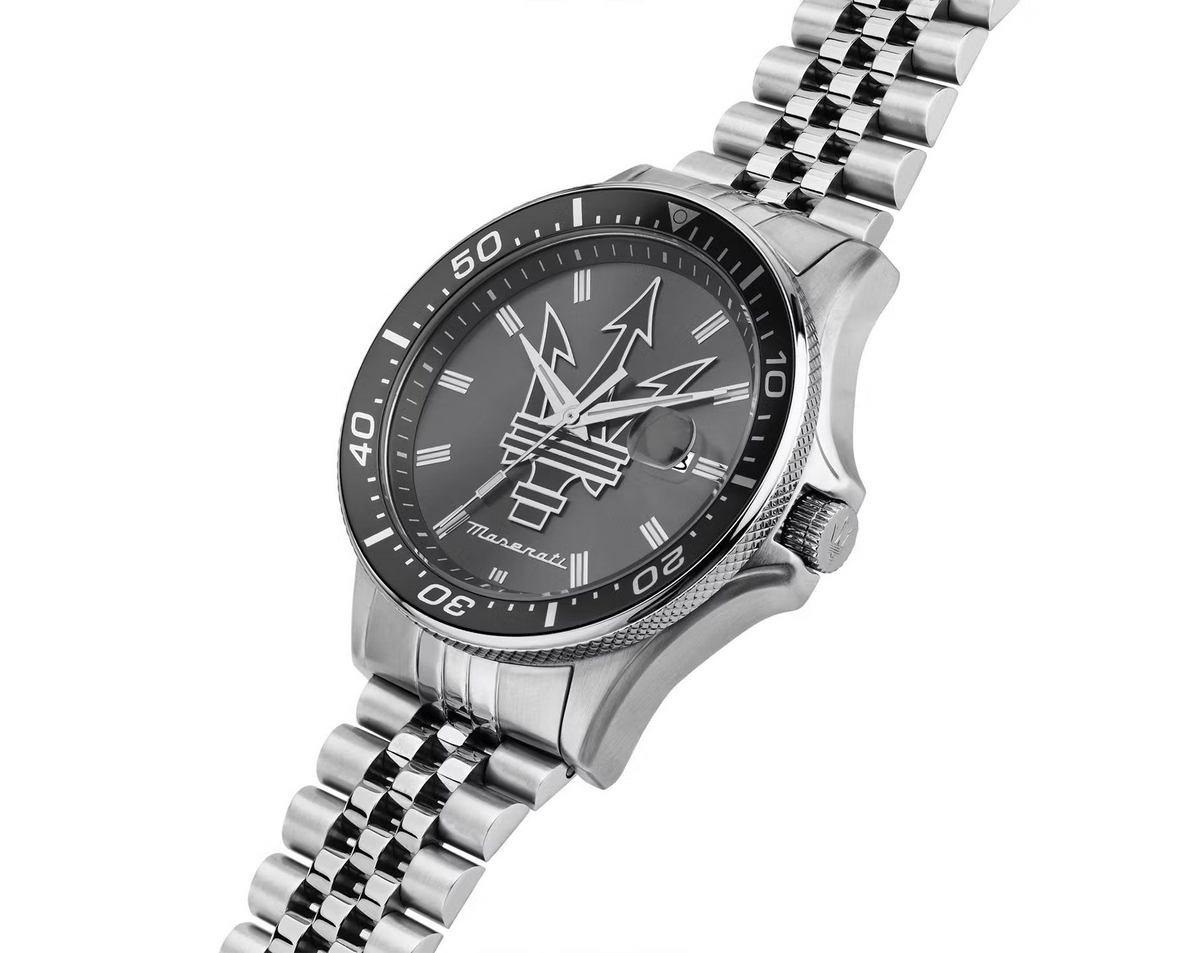Maserati Sfida Gunmetal Dial Date Window Silver Men's Watch R8853140010