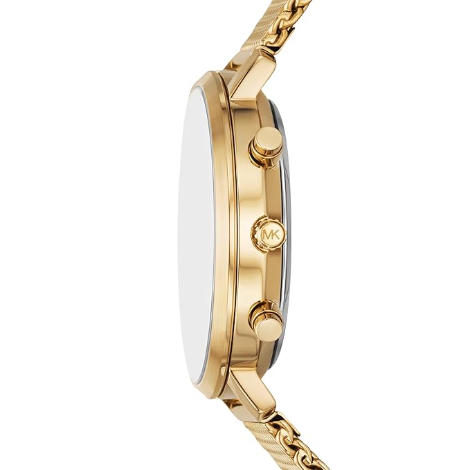 Michael Kors Blake MK9210 side view with chronograph pushers and mesh bracelet