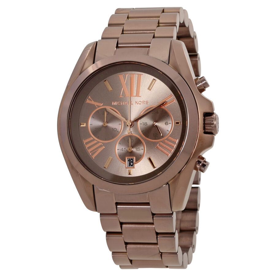 Michael Kors Bradshaw MK6247 sable-tone chronograph watch with Roman numeral dial and link bracelet