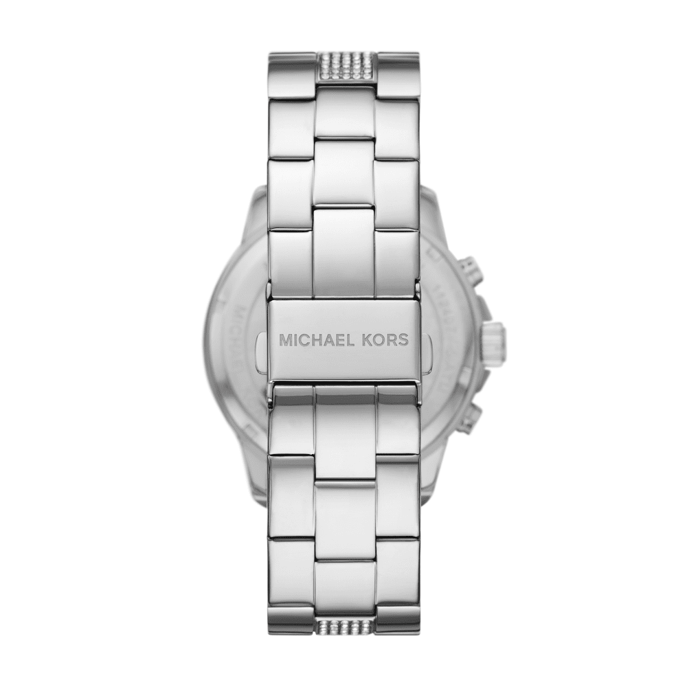 Back view of Michael Kors Brynn watch with metal link bracelet