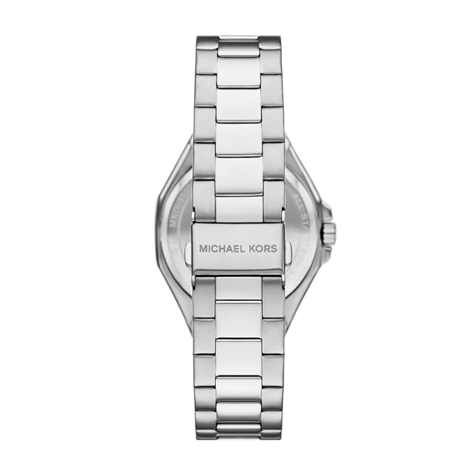 Stainless steel bracelet and caseback of Michael Kors Callum automatic watch