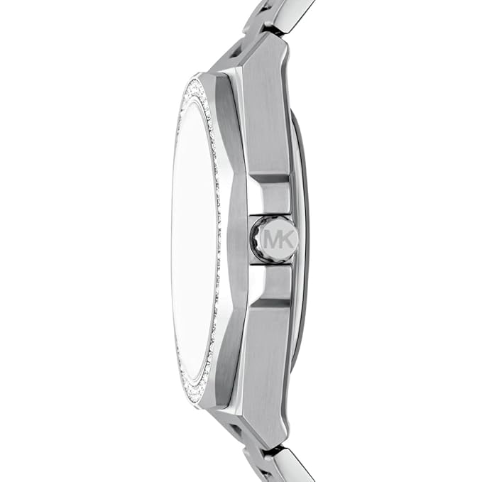 Side profile view of Michael Kors Callum watch showing case depth and bezel